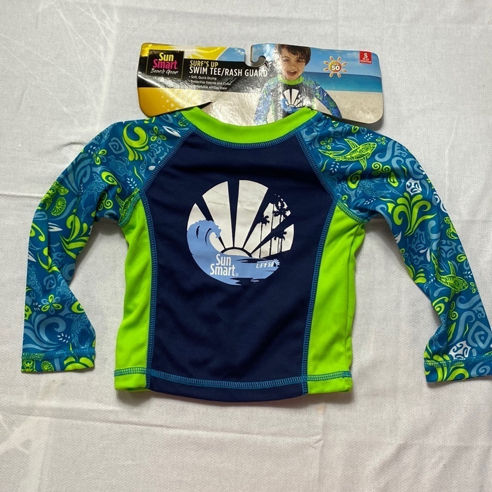 Sun Smart Beach Gear Surf’s Up Swim Tee/Rash Guard size S 18-24 months (BC)